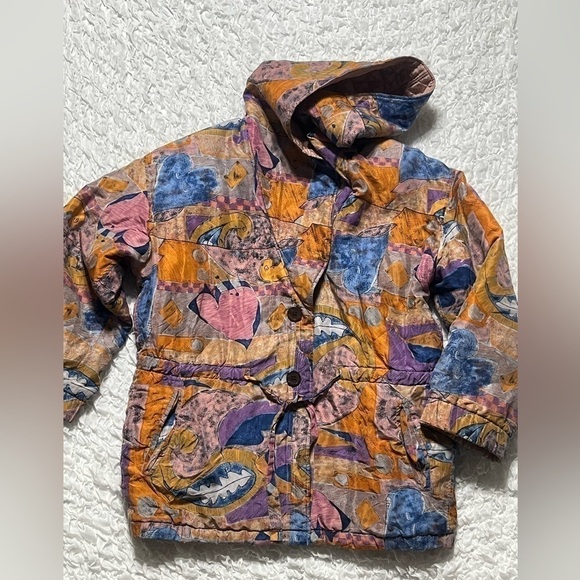 VINTAGE ART TO WEAR SILK HOODED WOMENS MAUVE, BLUE JACKET, SIZE L - Picture 12 of 12